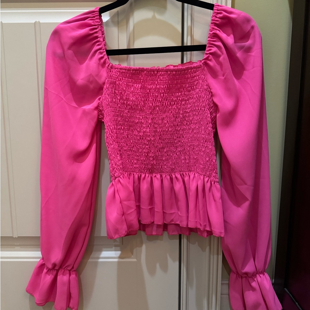 Vibrant Pink Smocked Blouse